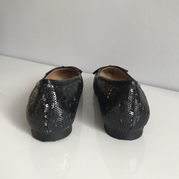 Joan Boyce Vintage Black Sequins Flats Bow Tie Women’s Shoes Y2K - Picture 3 of 16